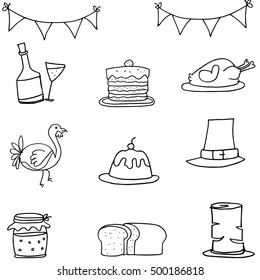 Doodle of thanksgiving with hand draw vector art