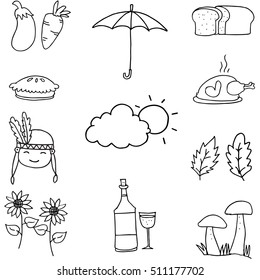 Doodle of thanksgiving object hand draw vector art