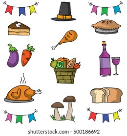 Doodle of thanksgiving object set vector art