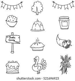 Doodle of thanksgiving set element vector art