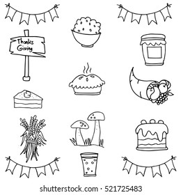 Doodle of thanksgiving set object vector art