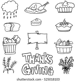 Doodle of thanksgiving stock collection vector art