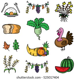 Doodle of thanksgiving various element vector art Doodle of thanksgiving various element vector art
