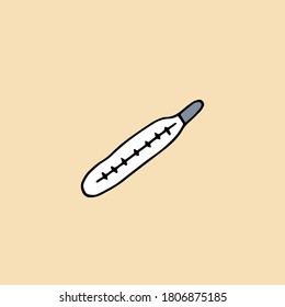 Doodle thermometer. Temperature measurement. Vector illustration.
