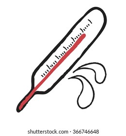 doodle thermometer, vector illustration icon 