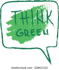 doodle think green and speech bubble