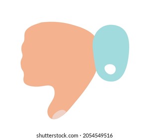Doodle thumbs down icon or logo in contemporary modern trendy naive style hand drawn gesture symbol. Children cartoon, modern blob design style. Vector illustration