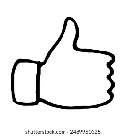 Doodle thumbs up drawn with thin line