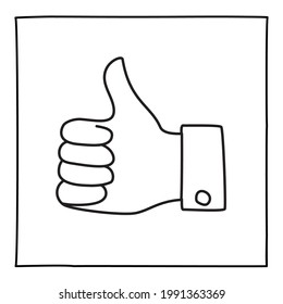 Miniaturas de doodle hacia arriba icono o logotipo dibujado con una línea delgada