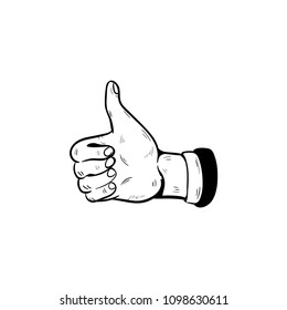 Doodle Thumbs up icon vector 