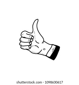 Doodle Thumbs up icon vector 