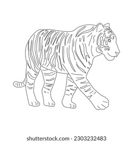 Doodle of Tiger. Hand drawn vector illustration.