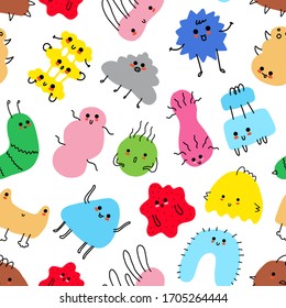 Doodle Tiny Monsters Seamless Pattern Cute Stock Vector (Royalty Free ...