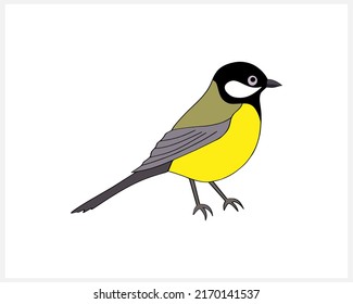 Doodle Titmaus Clipkunst einzeln. Handgezeichnetes Tier. Handgezeichneter Vogel. Vektorgrafik. EPS10