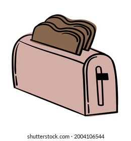 Doodle-Toaster-Aufkleber mit heißem Brot