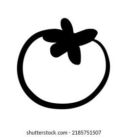 Doodle tomato. Outline vegetable isolated on white background. Hand-drawn fresh fruit. The symbol of healthy eat, wholesome food, eco nutrition, gardening, greenhouse, vegetarian. Vector illustration