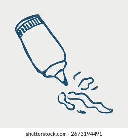 Doodle de salsa de tomate en una botella. Icono de Vector	