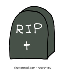 doodle tombstone with RIP. Hand drawn sketch vector illustration