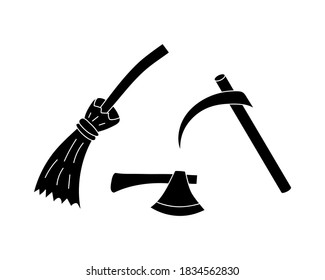 Doodle tool icon isolated on white. Hand drawing art. Design for halloween etc. Vector stock illustration. EPS 10