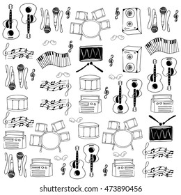 Doodle of tool musical collection vector art illustration