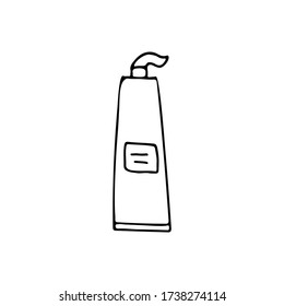 Doodle tooth paste tube icon. Hand drawn tooth paste. Doodle toothpaste icon