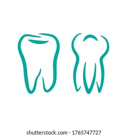 Icono de conjunto de dientes de perro aislado en blanco. Los niños dibujan a mano la línea de arte. Esbozar ilustración de material vectorial. EPS 10