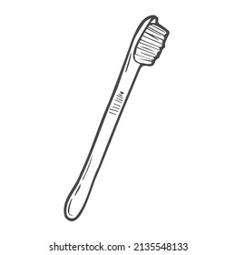 Doodle toothbrush with toothpaste. Vector dental concept