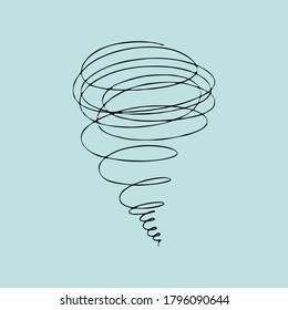 doodle tornado illustration vector isolated on blue background