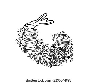 Doodle Tornado Shrimps oder gebratene Shrimps. Vektorgrafik