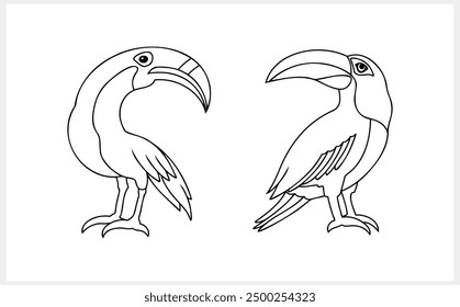 Doodle toucan clip art isolated. Animal clipart. Bird icon. Vector stock illustration