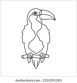 Desenhar um clip-art tucano isolado. Clipart animal. Ícone pássaro. Ilustração de estoque vetorial