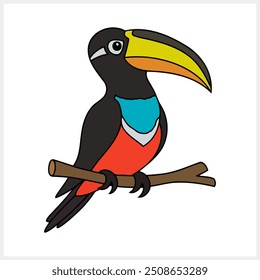 Faça doodle em um clip-art isolado. Clipart animal. Ícone pássaro. Ilustração de estoque vetorial