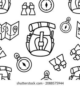El turismo Doodle está aislado sin fisuras. Esbozar aventura. Ilustración del material vector dibujado a mano. EPS 10