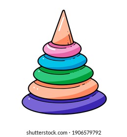 Doodle toy cute pyramid vector illustration on white background