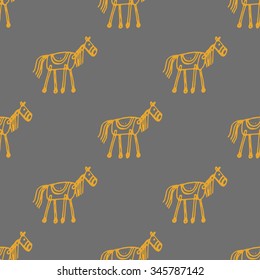 Doodle Toy horse seamless pattern background
