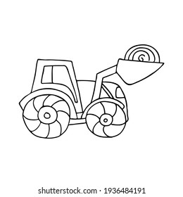 Doodle tractor icon in vector. Hand drawn vector icon in vector. Doodle excavator icon in vector.