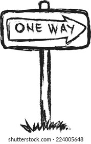 doodle traffic sign one way