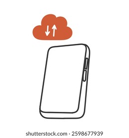doodle transfer file from cloud to phone illustration