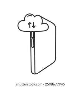 doodle transfer file from cloud to phone illustration