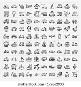 Doodle Transport Icons Set