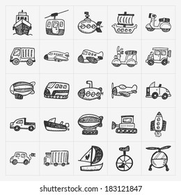 doodle transport icons set
