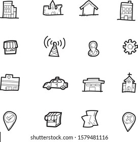 The doodle transportation icon set.