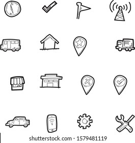 The doodle transportation icon set.