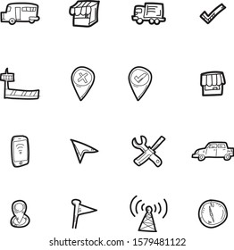 The doodle transportation icon set.