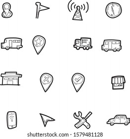 The doodle transportation icon set.