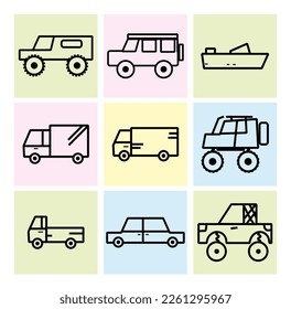 doodle transportation icons vector set
