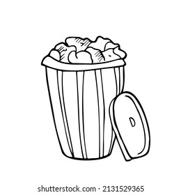 Doodle Trash Can Icon. Garbage bucket vector sketch