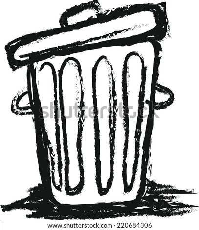 doodle trash can isolated