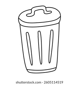 Doodle trash can. Isolated on white background