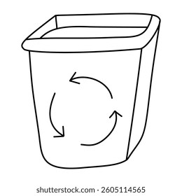 Doodle trash can. Isolated on white background